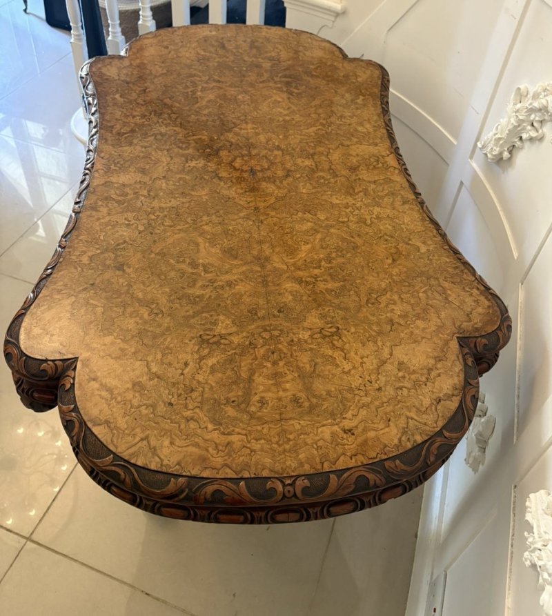 Outstanding Quality Antique Victorian Carved Burr Walnut Centre Table - Image 6